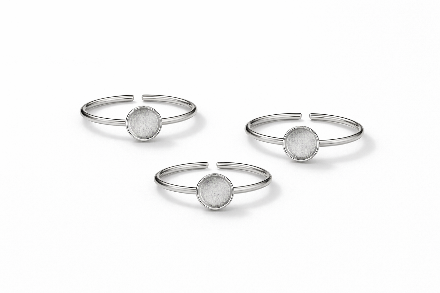 Round Ring Base - Silver (Set of 5)