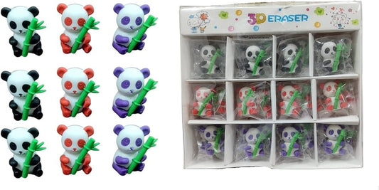 3D Panda Bamboo Eraser for Kids – Single Piece (Assorted Designs)