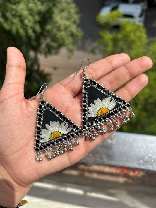 Temple Ghungroo Cone Jhumka Small Earrings - Silver