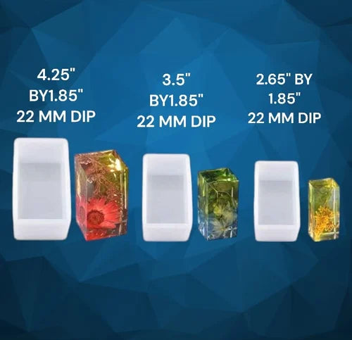 Block Set 3pc 4.25x1.85, 3.5x1.85, 2.65x1.85 22mm Depth Silicon Mould