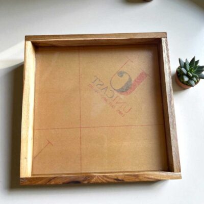 Teak Wood Varmala Frame with Acrylic Base 15x15inch