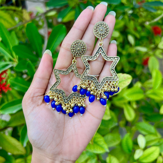 Blue Star Bloom Jhumka