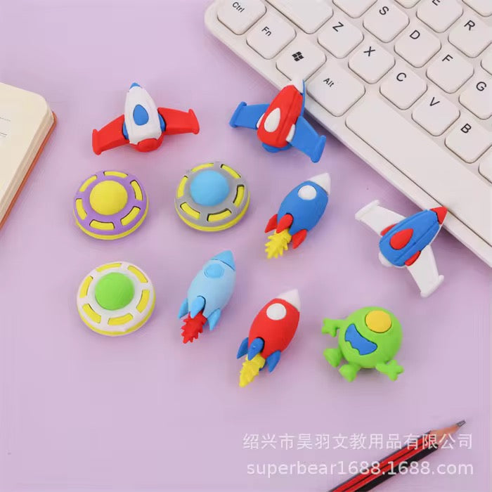 Cute Space Theme Eraser for Kids – Rocket / UFO / Alien (Single Piece)