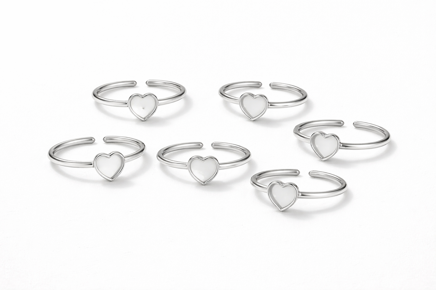 Heart Ring Base - Silver (Set of 5)