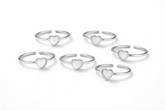 Heart Ring Base - Silver (Set of 5)