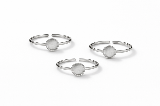 Round  Ring Base - Silver (Set of 5)