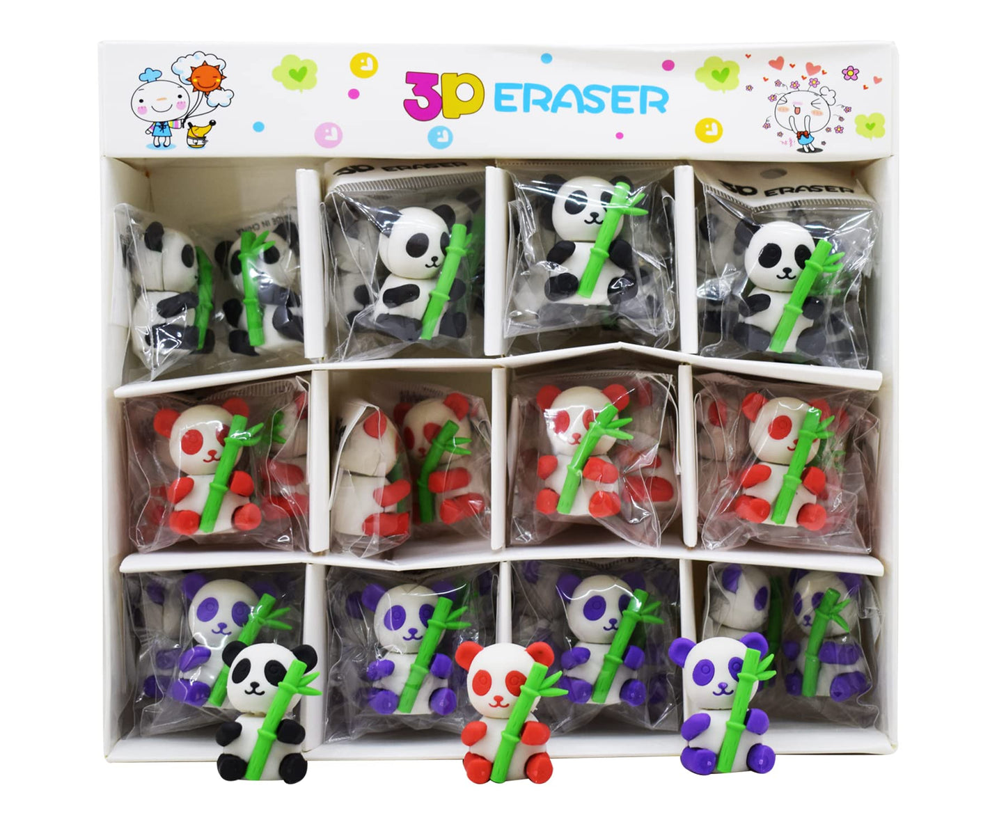 3D Panda Bamboo Eraser for Kids – Single Piece (Assorted Designs)