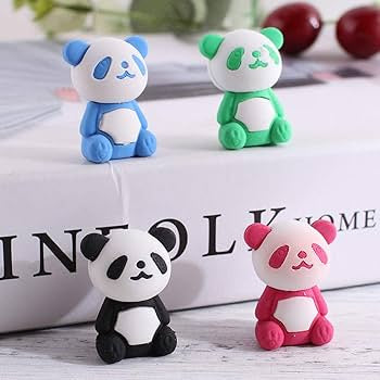 3D Cartoon Panda Eraser for Kids – Single Piece (Assorted Colors)