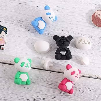 3D Cartoon Panda Eraser for Kids – Single Piece (Assorted Colors)