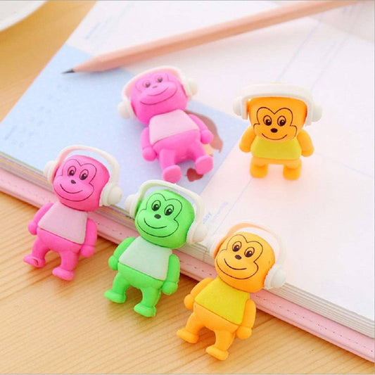 3D Cartoon Monkey Eraser for Kids – Single Piece (Assorted Colors)