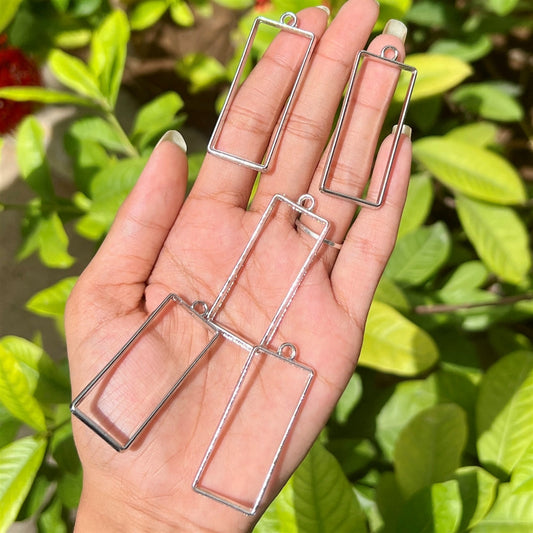 Rectangle Silver Frame Pendant Base (Set of 5)