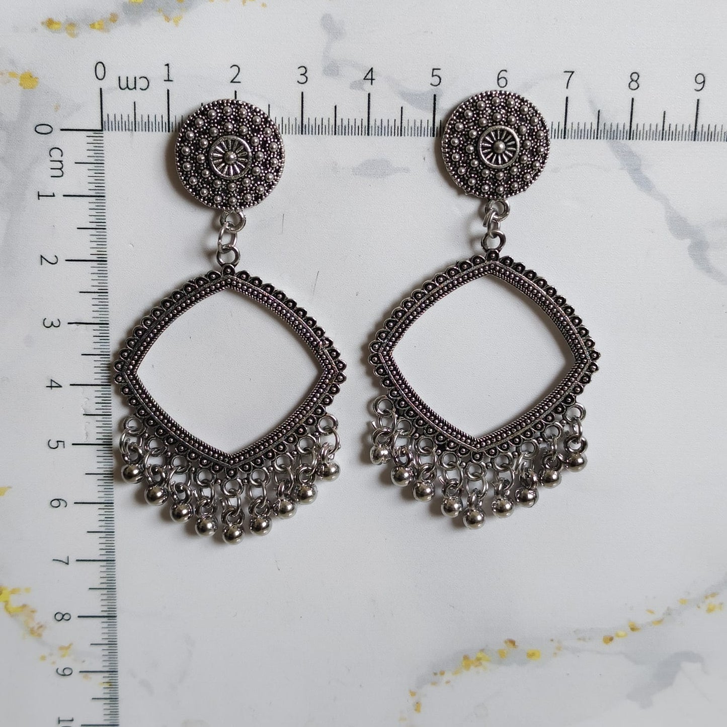 Silver Oxidized Curved Triangle Small Earrings