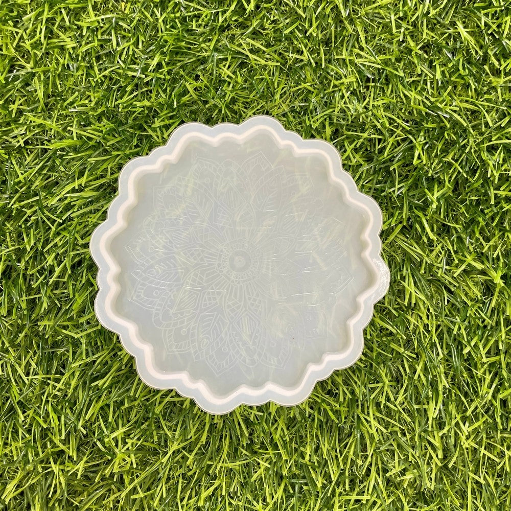 Round Mandala Coaster 4.5Inch 8mm Depth Silicone  Mould