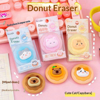 Donut Animal Eraser for Kids – Cute Cartoon Pencil Eraser (Single Piece)