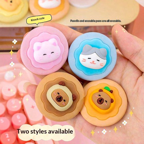 Donut Animal Eraser for Kids – Cute Cartoon Pencil Eraser (Single Piece)