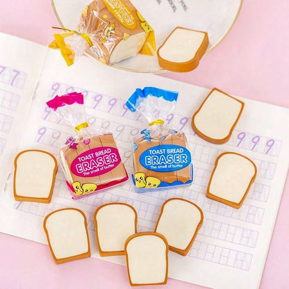 Toast Bread Eraser Pack of 4 for Kids – Cute Jumbo Slice Set